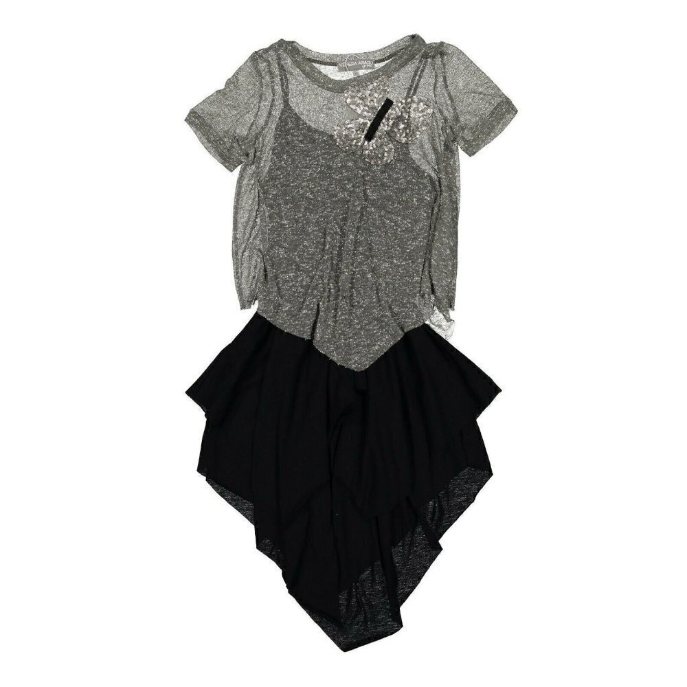 Venera Arapu Silver Sequin Butterfly Asymmetric